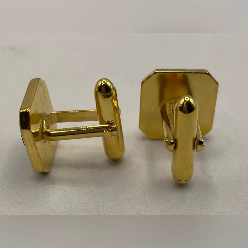 3 for $30 Gold Plated Men’s Square Cuff Link with Lapis Center